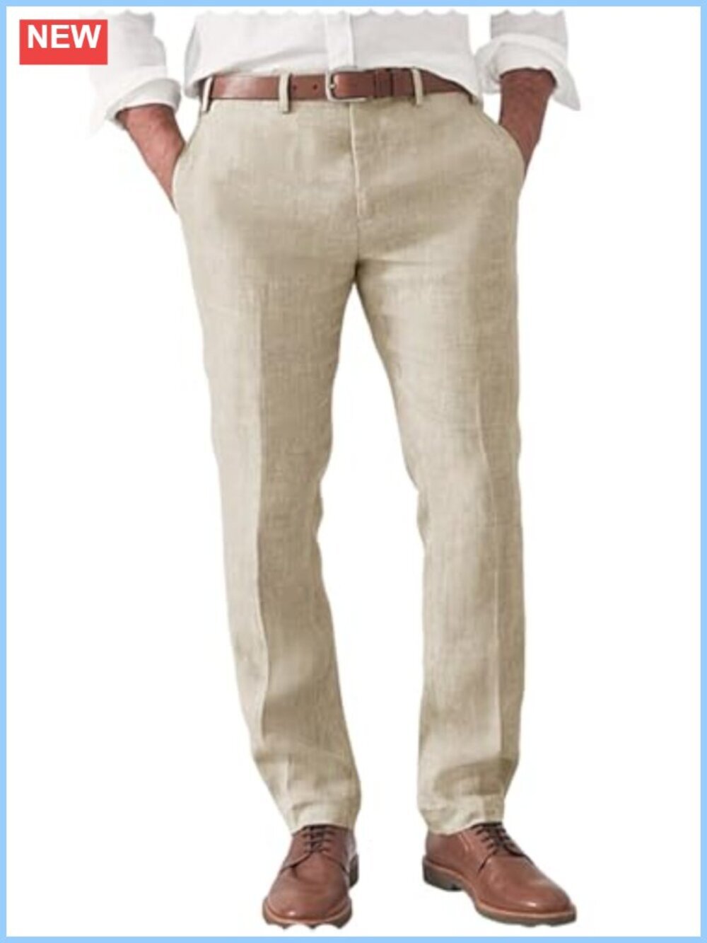Slim Fit Linen Blend Dress Pants Lightweight Summer Trousers